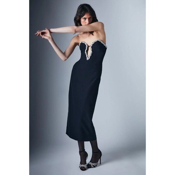 Bardot Black Midi Dress with Silver Accents - Picture 12 of 16